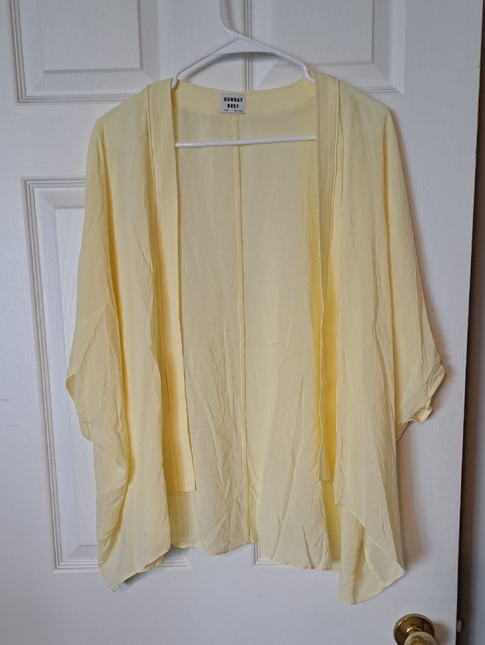 Aritzia Sunday Best Pale Yellow Sheer Open-Front Cardigan